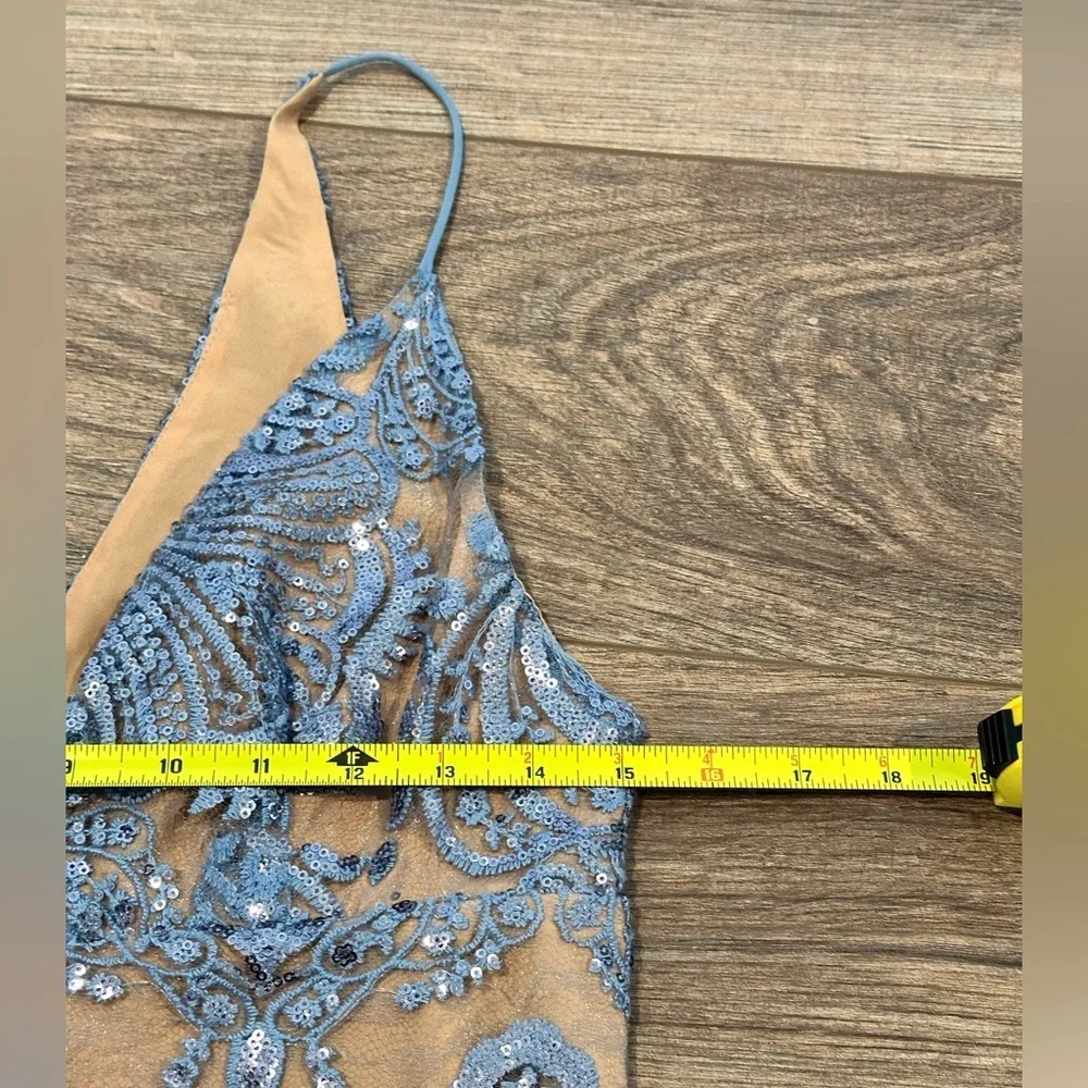 NWOT Free People Night Shimmer Mini Blue Sequin Cocktail Dress Size 0 - Picture 11 of 12